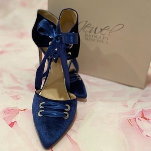 Jewel Badgley Mischka Blue Velvet Stilettos
